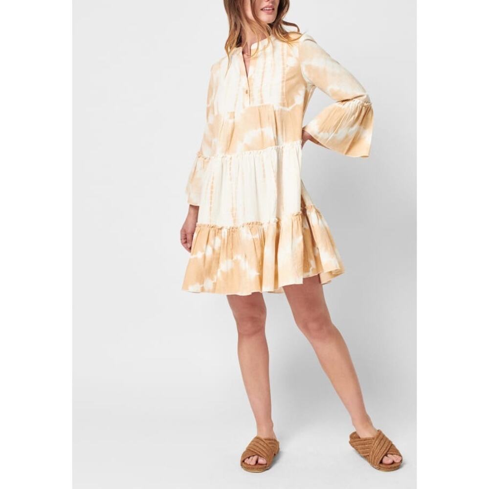 FAHERTY Vida Tie Dye Tiered Dress Maple Sugar Size Large EUC Organic Cotton $278 - Picture 1 of 10